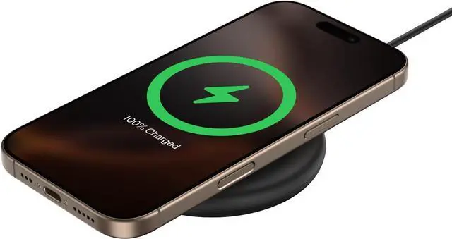 Main image of Belkin Magnetic Wireless Charging Pad 15W - MagSafe-Compatible Qi2-Certified Wireless iPhone Charger for Apple iPhone 16, 15, 14 Series, AirPods w/Non-Slip Base, Power Supply Included - Black
