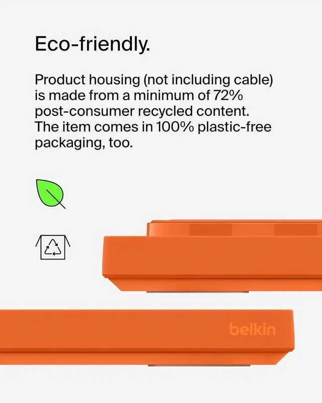 Alt view image 7 of 7 - Belkin MagSafe-Compatible 2-in-1 Wireless Charger 15W, Fast Charging Station for iPhone 16, 15, 14, 13 Series, AirPods, and More - Dual Device Charging Pad - Orange