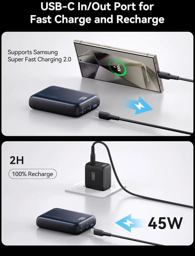 Alt view image 5 of 7 - INIU Power Bank, 20000mAh 65W USB C Laptop Portable Charger, PD QC Fast Charging 3-Output External Battery Pack for Laptop MacBook Dell XPS iPad Tablet Steam Deck iPhone 15 14 13 Pro Samsung S22, etc.