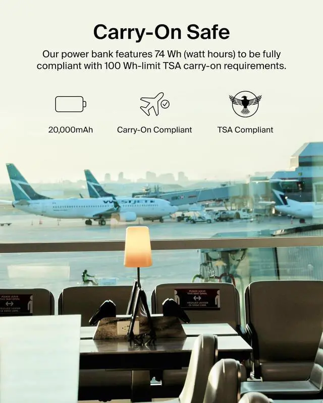 Alt view image 2 of 7 - Portable Charger Power Bank with Integrated Cable 20000 mAh 30W - Fast Charging USB C Power Delivery iPhone Charger - iPhone 16 Series iPad Pro Galaxy S25 Series & More - Blue