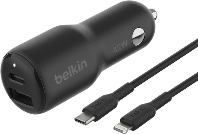 Main image of BoostCharge 42W Car Charger + USB-C to Lightning Cable