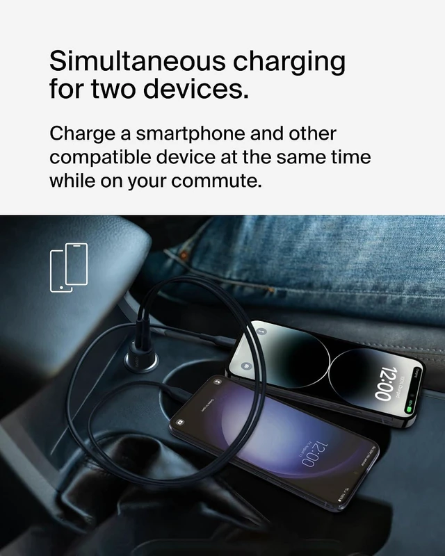 Alt view image 3 of 7 - BoostCharge 42W Car Charger + USB-C to Lightning Cable