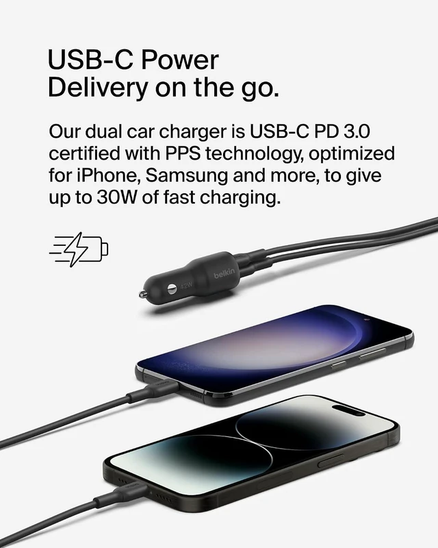 Alt view image 2 of 7 - BoostCharge 42W Car Charger + USB-C to Lightning Cable