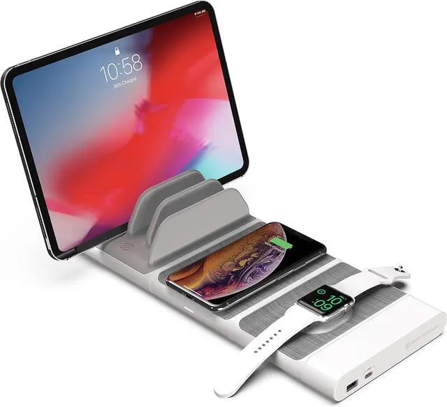 Alt view image 2 of 7 - BLKIT2WT BaseLynx Modular Charging System with a Qi-Certified Wireless Charging Station, Apple Watch Charger, Dual End Cap Charger & Multi Device Charging Station w/ Two Apple Lightning Cables