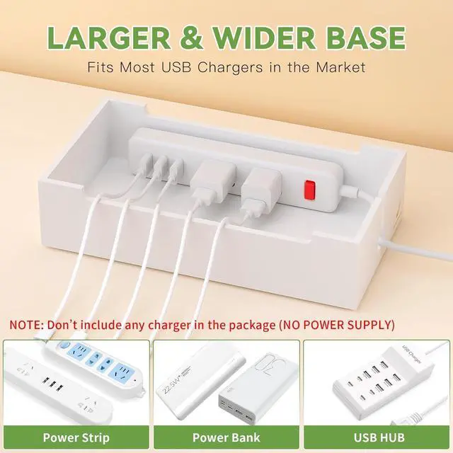 Alt view image 6 of 7 - Pezin & Hulin Bamboo Charging Station for Multiple Devices, Charger Dock Holder Stand for Cell Phone and Tablet, Electronic Devices Organizer, 6 USB Cables (No Chargerr White