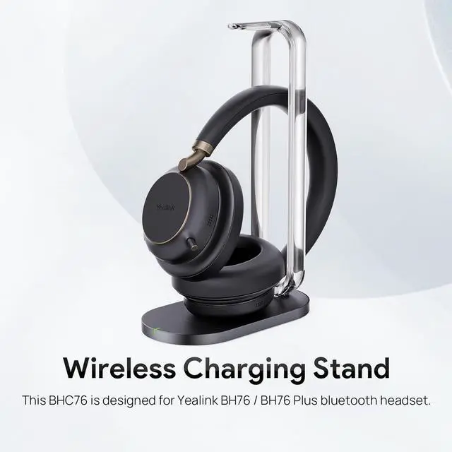 Alt view image 4 of 7 - Yealink BHC76 Wireless Charging Stand for BH76 / BH76 Plus / BH72 Yealink Bluetooth Headsets, Also Works for Mobile/TWS That Supports Qi (NOT Include Headset in Package)