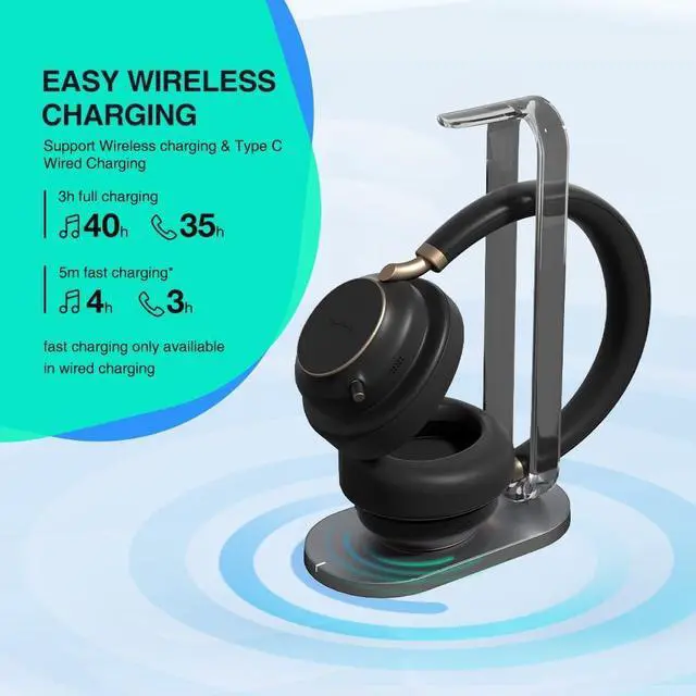 Alt view image 7 of 7 - Yealink BHC76 Wireless Charging Stand for BH76 / BH76 Plus / BH72 Yealink Bluetooth Headsets, Also Works for Mobile/TWS That Supports Qi (NOT Include Headset in Package)