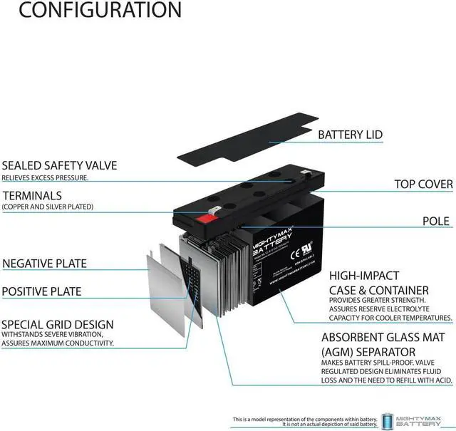 Alt view image 3 of 7 - Mighty Max Battery 6v 12ah f2 sla replacement battery for leoch lp6-10, djw6-12