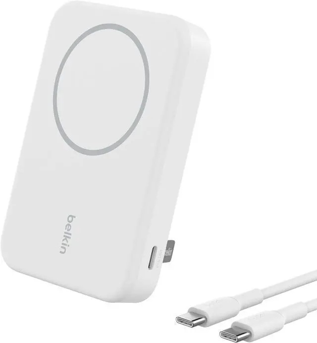 Main image of Belkin BoostCharge Pro 8000mAh Wireless Powerbank with Qi2, MagSafe Compatible Charger + Folding Stand - for iPhone 16, 16 Plus, 16 Pro, 16 Pro Max, iPhone 15 and More - White