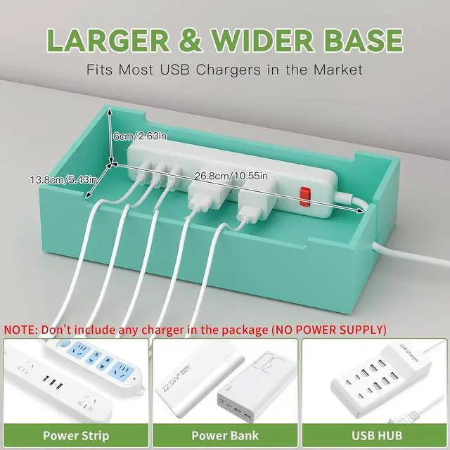 Alt view image 6 of 7 - Pezin & Hulin Bamboo Charging Station for Multiple Devices, Charger Dock Holder Stand for Cell Phone and Tablet, Electronic Devices Organizer (Includes 6 Cables) NO Power Supply-Teal