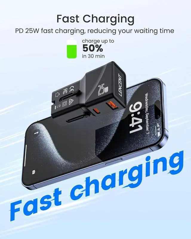 Alt view image 4 of 7 - LENCENT International Travel Power Adapter, Mini Pocket USB C Charger, PD 20W&QC 3.0 Type-C Fast Charging, Outlet Adaptor, Worldwide Cell Phone Wall Charger Block with UK US EU European Australia