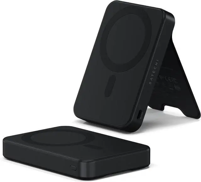 Main image of Satechi OntheGo Power Bank, Qi2 Power Bank 10000mAh, 15W Fast Charging, Portable Battery Pack with Stand for iPhone & Android  Black