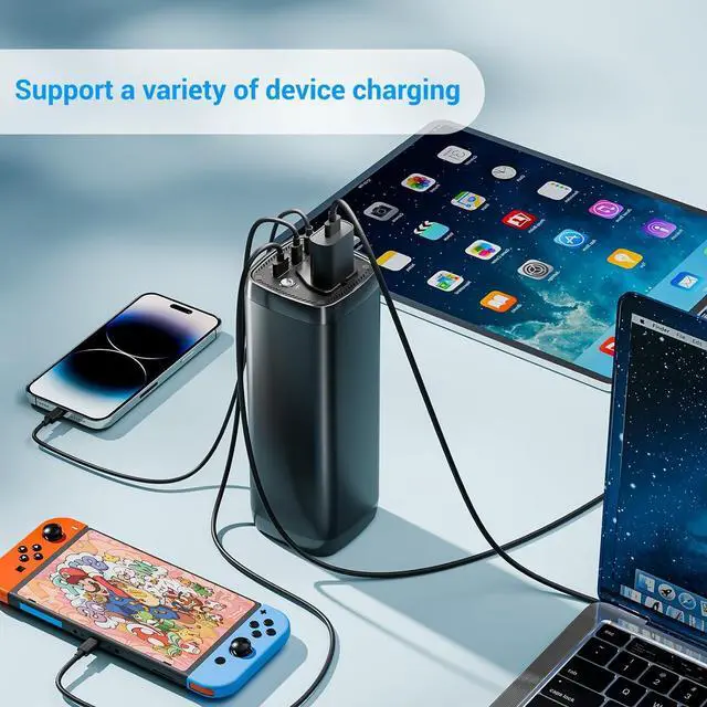 Alt view image 5 of 7 - Portable Power Bank with AC Outlet,31200mAh with 4 Output Travel Laptop Power Station,External Battery Pack for Outdoors Travel Emergency,Power Bank for HP, Notebooks, MacBook,Drone,Camera