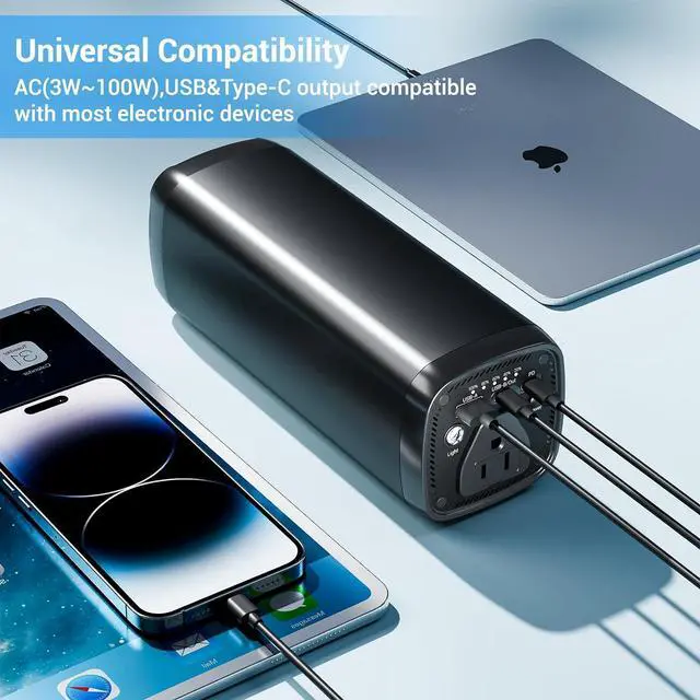 Alt view image 6 of 7 - Portable Power Bank with AC Outlet,31200mAh with 4 Output Travel Laptop Power Station,External Battery Pack for Outdoors Travel Emergency,Power Bank for HP, Notebooks, MacBook,Drone,Camera