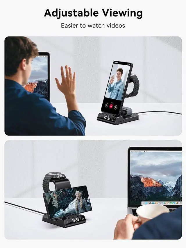 Alt view image 7 of 7 - Wireless Charger for Samsung Charging Station with Clock for Samsung Galaxy S25 Ultra/S24 Ultra/Z Flip 6/5/Fold 5/Bud, 3 in 1 Android Charging Station, Watch Charger for Samsung Galaxy Watch 7/6/5Pro