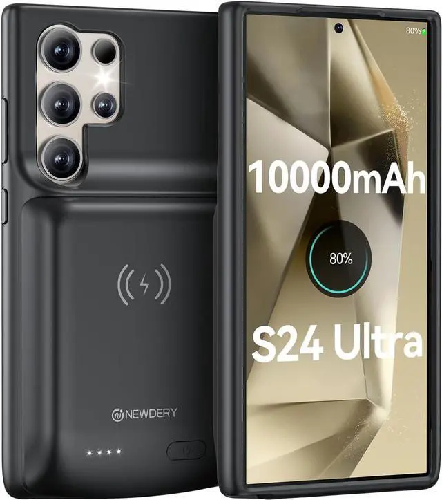 Main image of NEWDERY Battery Case for Samsung S24 Ultra,10000mAh Charger Case | Qi wireless Charging,18W Fast Recharging,Portable Rechargeable Battery Pack for Galaxy S24 Ultra 6.8"
