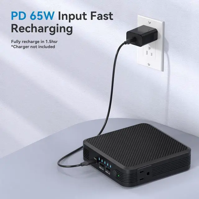 Alt view image 6 of 7 - Portable Laptop Power Bank 100W AC Outlet, 72Wh/20000mAh with 65W PD USB C Portable Laptop Charger, External Battery Pack for MacBook, Notebooks, Laptops