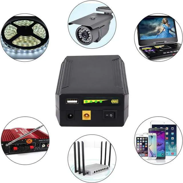 Alt view image 4 of 5 - 12/9/5V Lithium ion Battery Pack, 122Wh Rechargeable 12V/11000mAh 9V/14500mAh 5V/26400mAh DC Output Portable Li-ion Power Bank for LED Strip and CCTV Camera, with AC/DC Charger, Black