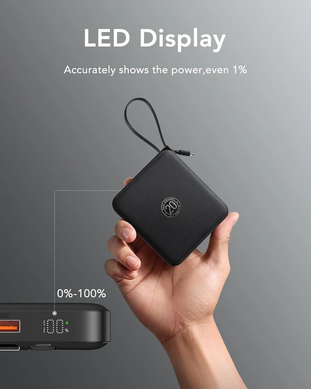 Alt view image 4 of 7 - VRURC Portable Charger Built-in 4 Cables, 10000mAh Fast Charging Power Bank