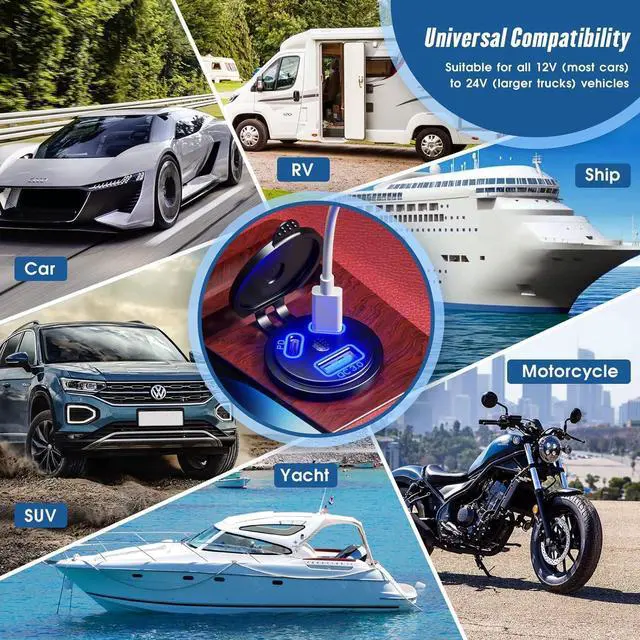 Alt view image 7 of 7 - 12V Type C USB Outlet Quick Car Charger Socket Dual Port Type C Fast Charger Socket Power Waterproof 12V / 24V Marine Boat Motorcycle Truck
