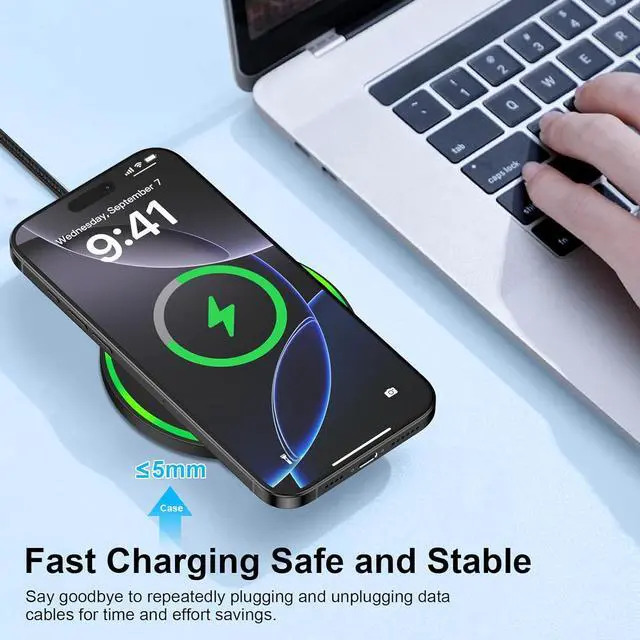 Alt view image 6 of 7 - 15W Wireless Charger Fast Charging Pad for Motorola Moto G Power 2025/razr+/G Stylus 5G 2024/Edge+ Android Wireless Charging Station with 18W Adapter for  Galaxy S25 Ultra S24 FE 23 Pixel 9 8a