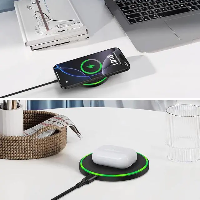 Alt view image 5 of 7 - 15W Wireless Charger Fast Charging Pad for Motorola Moto G Power 2025/razr+/G Stylus 5G 2024/Edge+ Android Wireless Charging Station with 18W Adapter for  Galaxy S25 Ultra S24 FE 23 Pixel 9 8a