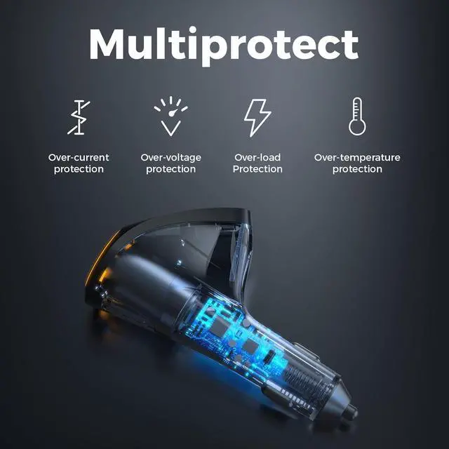 Alt view image 4 of 7 - 4 IN1 215W Cigarette Lighter Adapter, Car Charger, Type C Dual USB Cigarette Lighter Splitter with LED Voltage Display, Cigarette Lighter Adapter for iPhone 16 Pro Max, Android, Samsung Galaxy.