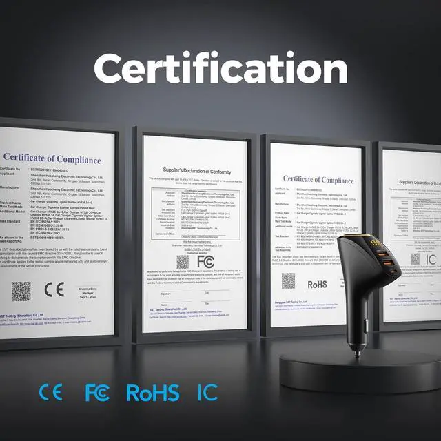 Alt view image 7 of 7 - 4 IN1 215W Cigarette Lighter Adapter, Car Charger, Type C Dual USB Cigarette Lighter Splitter with LED Voltage Display, Cigarette Lighter Adapter for iPhone 16 Pro Max, Android, Samsung Galaxy.