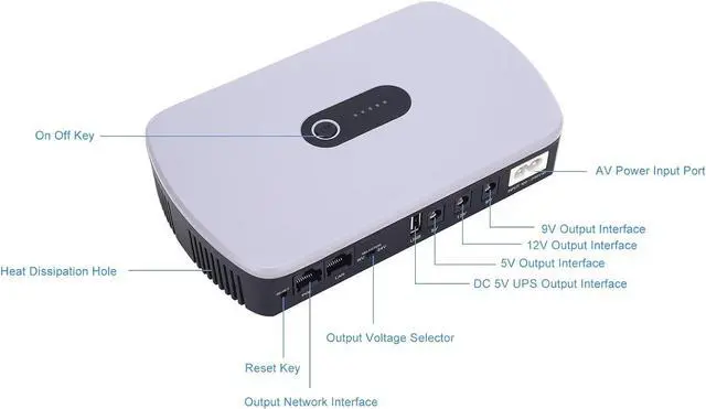 Alt view image 3 of 7 - UPS Battery Backup, 10400mAh Backup Battery Power Supply, DC Standby Uninterruptible Power Supply, for Power Outage protections, Overdischarge Overcurrent protections (US Plug