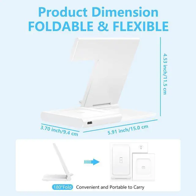 Alt view image 6 of 7 - Charging Station for Multiple Devices  Foldable 3 in 1 Wireless Charger for iPhone 16 15 14 13 12 Pro Max Plus  Watch 10/9/Ultra/8/7/6/5/4/3/2/SE & AirPods 4/3/2/Pro