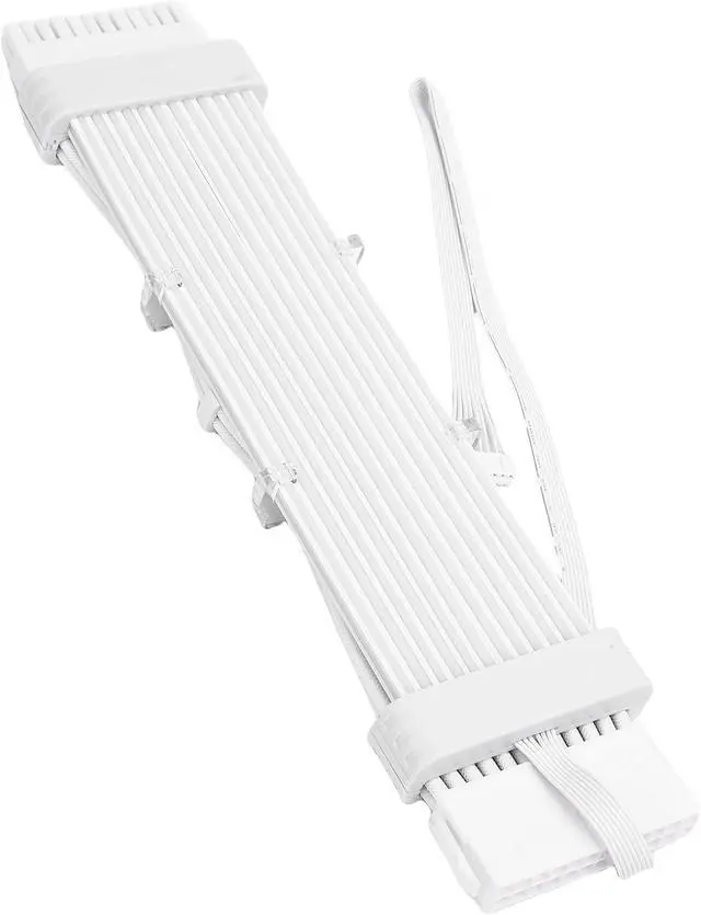 Main image of ARGB PSU Cable,ARGB PC Cable for Motherboard Power Supply Extension,Bendable Silicone ARGB Power Extension Cable,Meteor Light Effect,ARGB Cable for Motherboard (ME210 White)