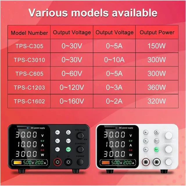 Alt view image 2 of 2 - Laboratory Power Supply with Triple Storage 5V 2A USB-A Interface Fast Charging for Cell Phone Appliance Repair(White 30V 10A)