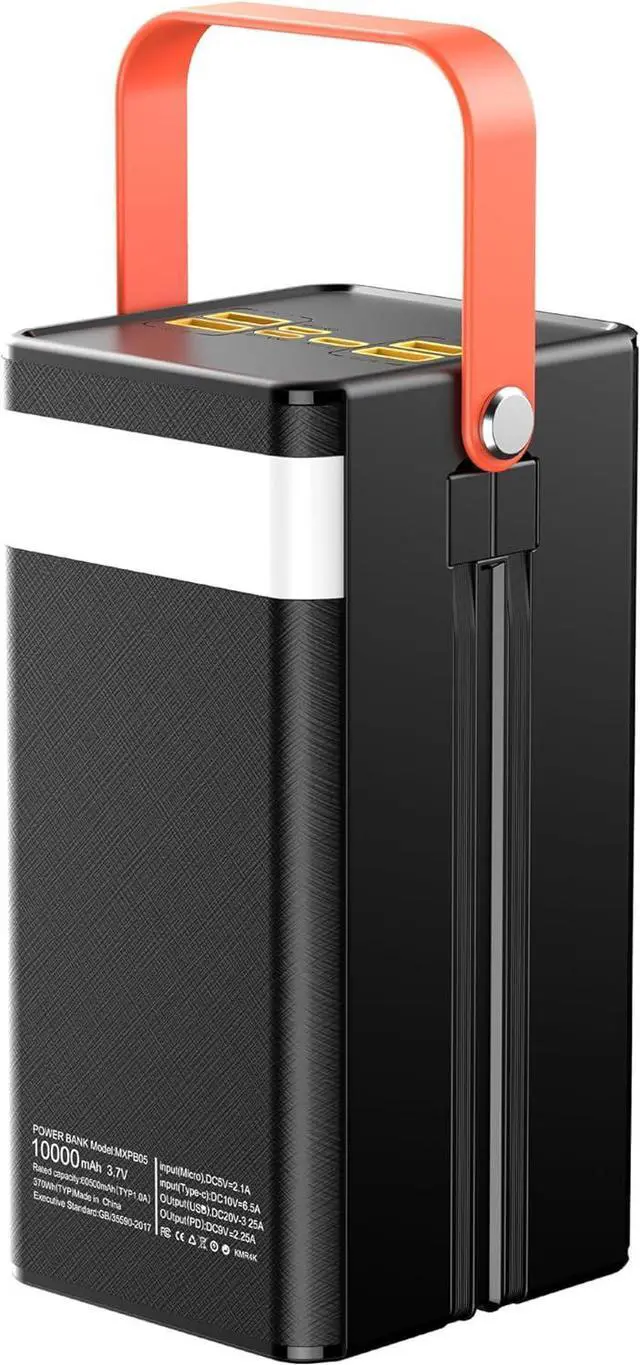 Alt view image 3 of 7 - 100000mAh Power Bank 150W Fast Charging Portable Charger with LED Light with Built-in Cables 4 Outputs & 3 Inputs Rechargeable Portable Power Supply for Cell Phones Wireless Headphones