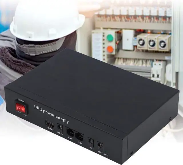 Alt view image 6 of 7 - UPS Battery Backup Uninterruptible Power Supply, 12000mAh DC5V9V12V POE24V Output DC UPS UPS Power Supply with LED Displays Battery Capacity UPS for Camera Router Modem (US Plug)