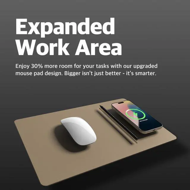 Alt view image 2 of 7 - POUT H3 PRO Wireless Charging Mouse Pad  Qi-Enabled Fast Charger with Anti-Slip Base & Smooth Surface for Phones and Earbuds  Sleek Desk Accessory for Home & Office (Latte Cream)