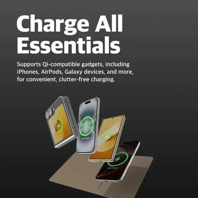 Alt view image 6 of 7 - POUT H3 PRO Wireless Charging Mouse Pad  Qi-Enabled Fast Charger with Anti-Slip Base & Smooth Surface for Phones and Earbuds  Sleek Desk Accessory for Home & Office (Latte Cream)