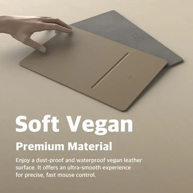 Alt view image 7 of 7 - POUT H3 PRO Wireless Charging Mouse Pad  Qi-Enabled Fast Charger with Anti-Slip Base & Smooth Surface for Phones and Earbuds  Sleek Desk Accessory for Home & Office (Latte Cream)