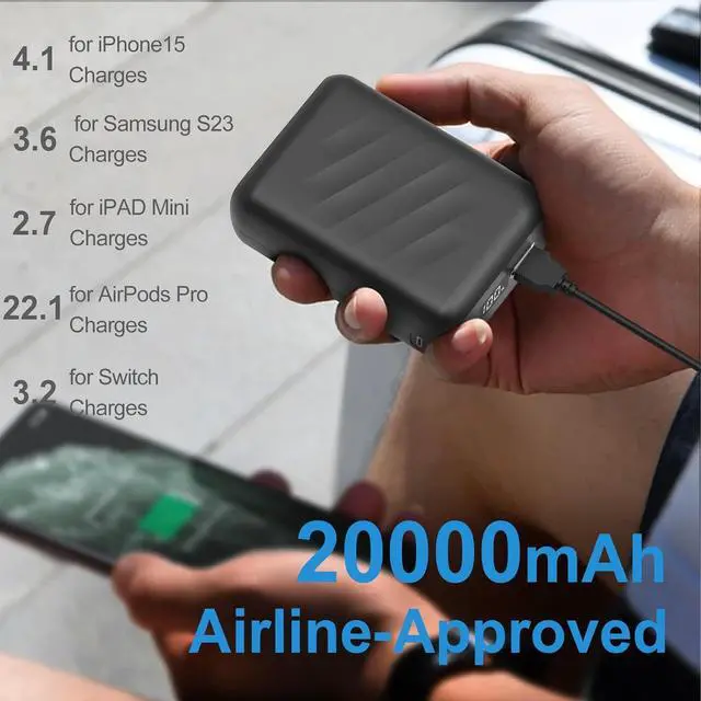 Alt view image 3 of 7 - 20000mAh Battery Pack for Heated Vest-5V/7.4V Rechargeable Power Bank with LED Display and DC/USB Output for Heated Jacket, Hoodie and Pants,Fast Charging Powerbank Compatible with iPhone iPad Samsung