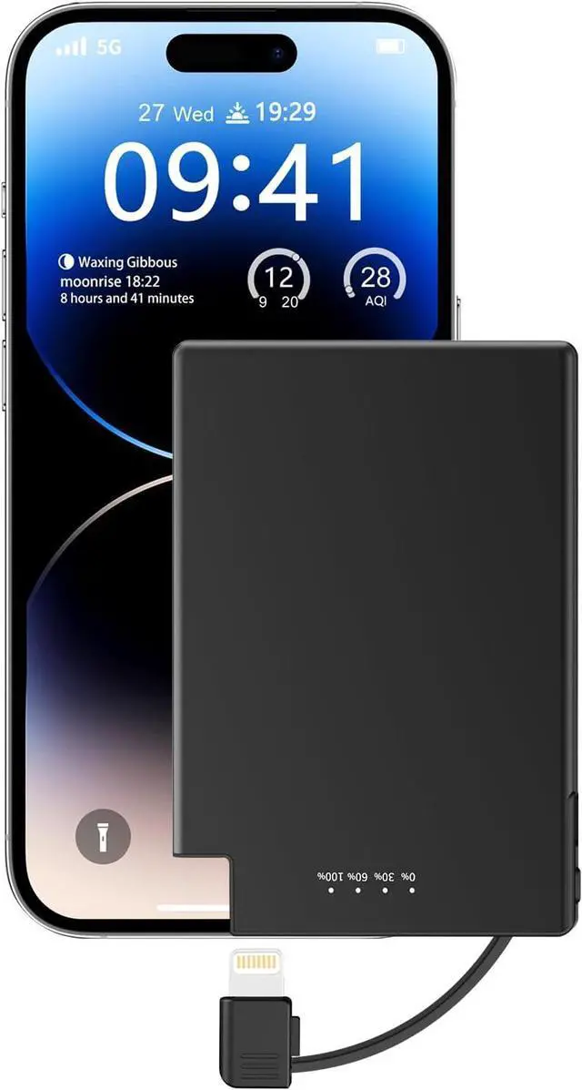 Alt view image 6 of 7 - TNTOR Thin Portable Phone Charger with Built in Lightning Cable-3500mAhUltra Slim Travel Power Bank for Pocket Wallet Compatible with iPhone 14/13/12/11/X/8 Series (Not for iPhone 15 16 Series)