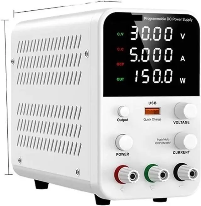 Main image of Adjustable DC Switching Power Supply,30V, 60A, 120V, Lab Power Supply, 3A, 5A, 10A Outputs, Preset Current USB Interface(White 30V 10A)