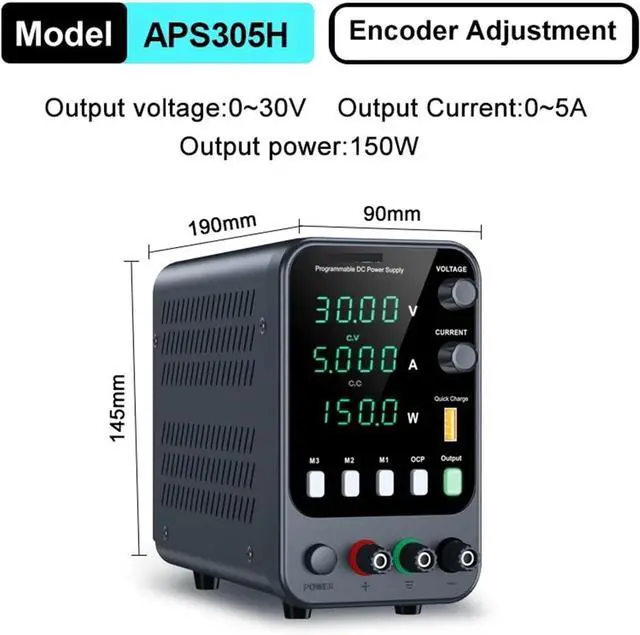 Alt view image 2 of 2 - Switching Power Supply with 3 Groups Memory Storage Laboratory Work Regulated Power Supply Preset Current(APS305H 30V 5A)