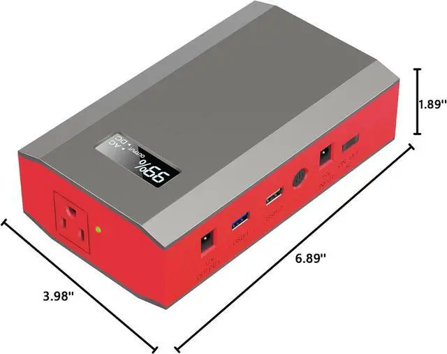 Alt view image 7 of 7 - Portable Power Bank with AC Outlet, 65W 110V External Battery Pack 24000mAh Portable Laptop Charger Power Source Supply for Outdoor RV Tent Camping Home Smart Device with Emergency Light -Grey Red