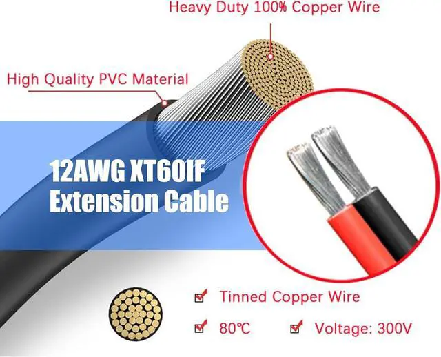 Alt view image 5 of 7 - XT60i Extension Cable XT60i Cable Male to Female Connector for Power Solar Panel Remote Battery Accessories