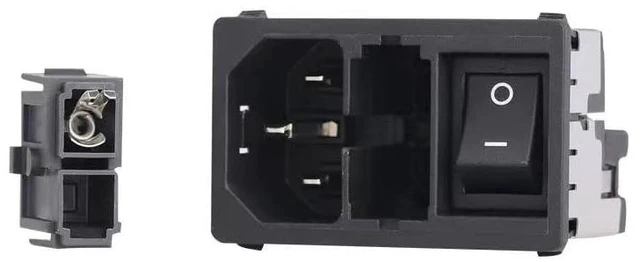 Alt view image 4 of 5 - Fits for SCHURTER KM01.1205.11 Ship Type Switch Three in One Power Supply 10A 250V 3Pin IEC Tail Socket