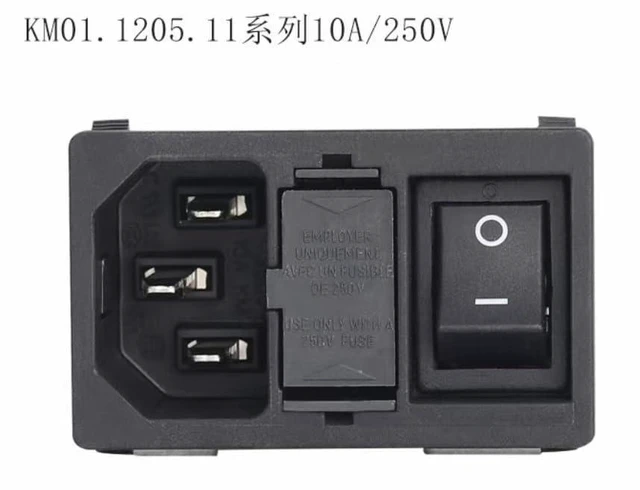 Alt view image 5 of 5 - Fits for SCHURTER KM01.1205.11 Ship Type Switch Three in One Power Supply 10A 250V 3Pin IEC Tail Socket