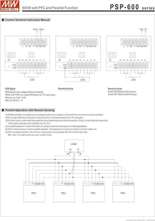 Alt view image 5 of 5 - Mean Well PSP-600-12 600W with PFC and Parallel Function PSP-600 12V/50A