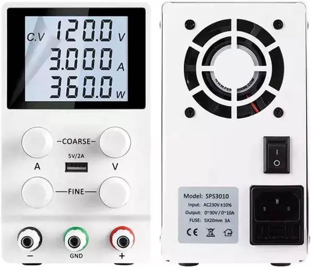 Alt view image 4 of 6 - USB DC Laboratory Power Supply Adjustable 60V 10A Voltage Regulator stabilized Switching Bench Source Power Supply DIY Tools(SPS1203D White)