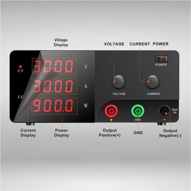 Alt view image 3 of 7 - Regulated Power Supply, 900W 30V 30A 20A 60V 10A 60A Adjustable DC Power Supply 100V 5A Laboratory Switching Source Voltage Regulator Reliability and Safety (Color : White, Size : 15V 60A)