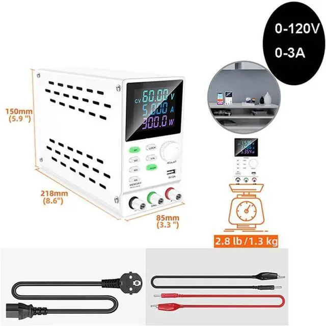Alt view image 3 of 7 - Laboratory Workbench Power Supply 120V 3A Adjustable DC Power Supply Programmable Memory Function Switching Power Supply(120V 3A 360W White)