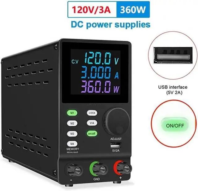 Alt view image 2 of 7 - Laboratory Workbench Power Supply 120V 3A Adjustable DC Power Supply Programmable Memory Function Switching Power Supply(120V 3A 360W White)